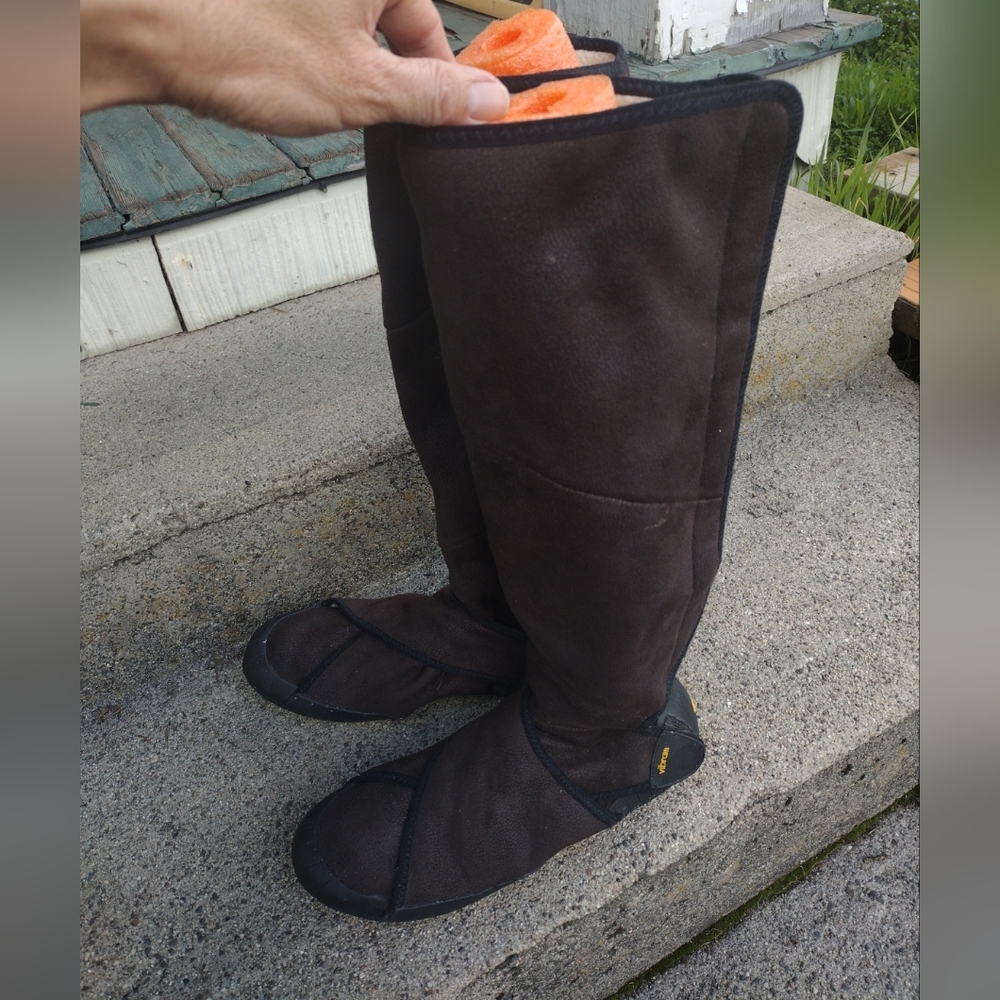 VIBRAM Furoshiki Boots Size L 42-43 Shearling (USM 9-10, USW 10.5- 11) Brown 17"